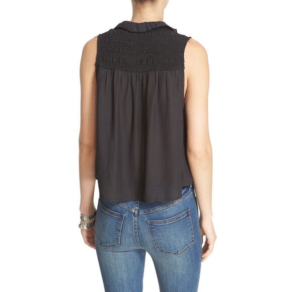 Free People Womens Ruffle Me Up Tank Top Black Sie Small Boho Chic - Picture 3 of 11